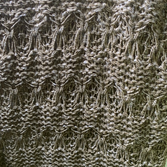 Jones New York crochet/ loose knit open front shirt sleeved cardigan tan size XS - Picture 3 of 7